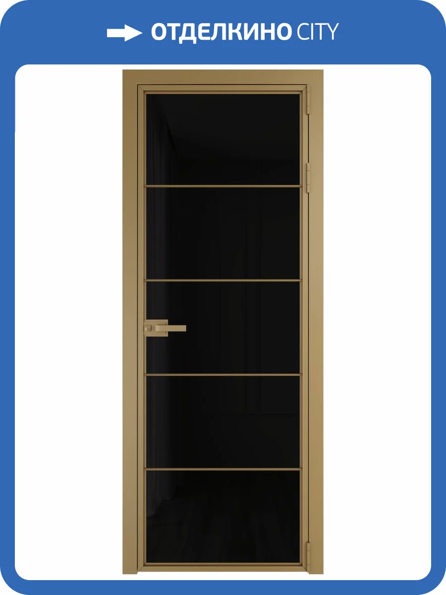 Межкомнатная дверь Profil Doors 5 AX цвет профиля Золото, стекло безопасное 6 мм черный триплекс 800x2000 фото 2