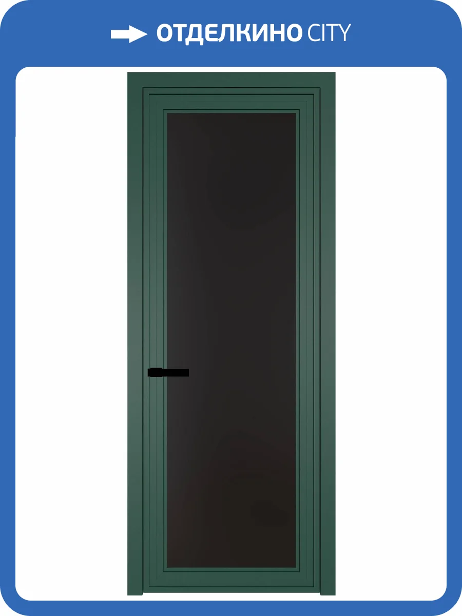 Межкомнатная дверь Profil Doors 1 AGP цвет профиля Зеленый воск, стекло безопасное 6 мм монохром черный 700x2000 фото 2