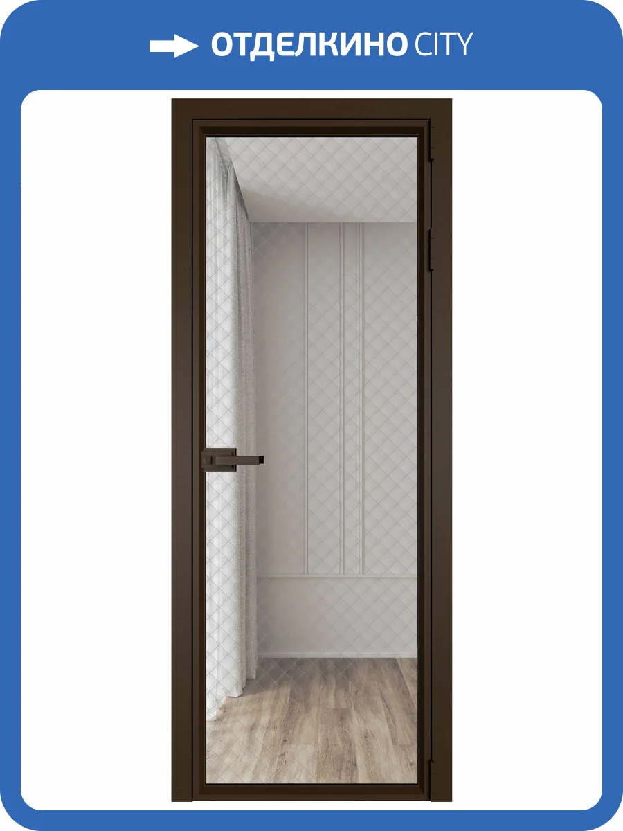 Межкомнатная дверь Profil Doors 1 AV цвет профиля Деорэ, стекло безопасное 6 мм ромб серебро 700x2000 фото 2