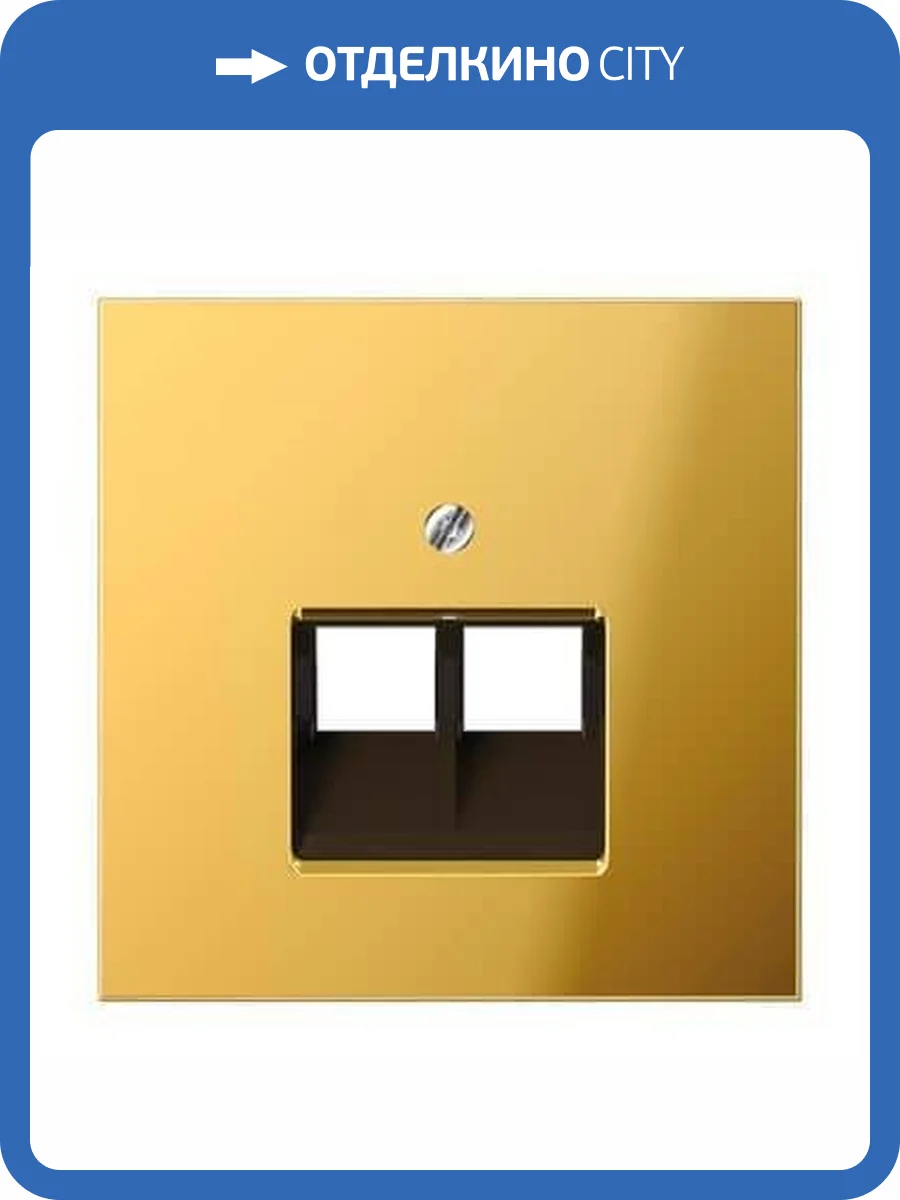 Накладка 2-ой наклонной телефонной/компьютерной розетки Jung LS 990 блеск золота GO2969-2UA фото 2