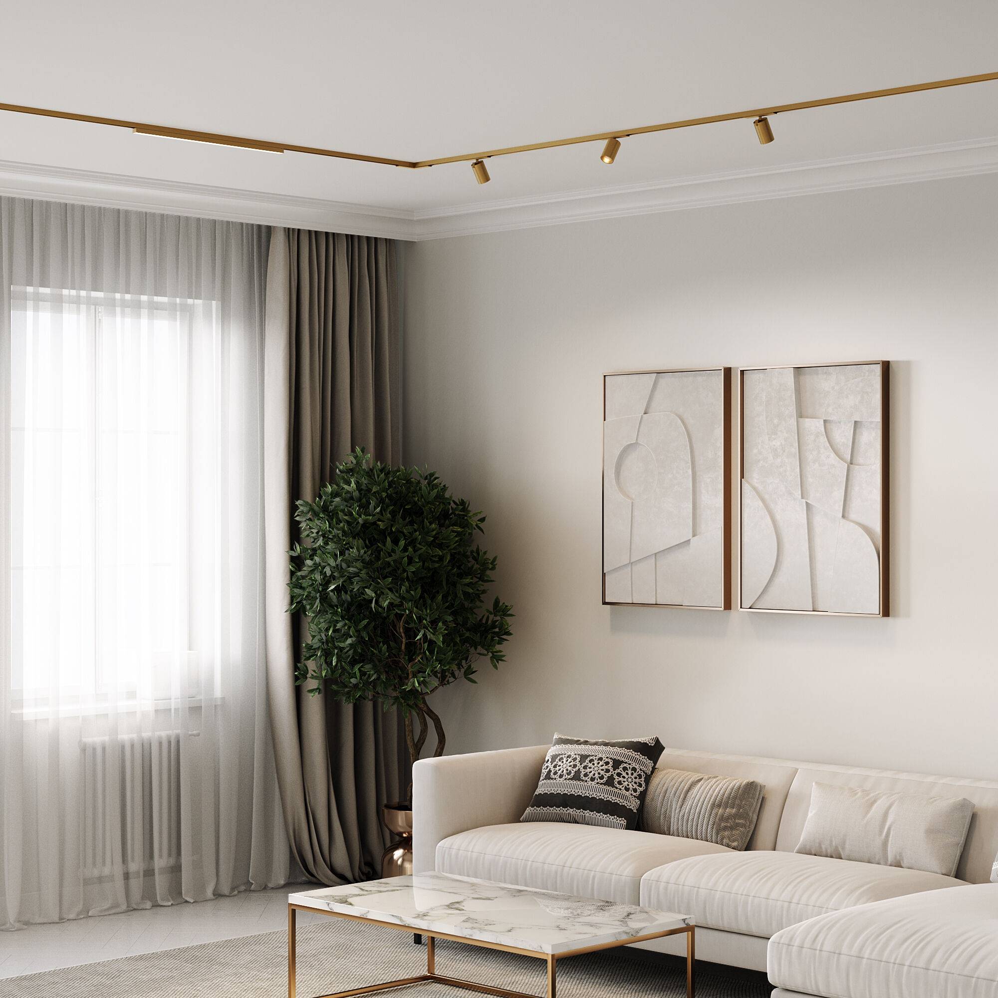 Трековый линейный светодиодный светильник Elektrostandard Brass Line 85529/01 20W 3000K латунь фото 6