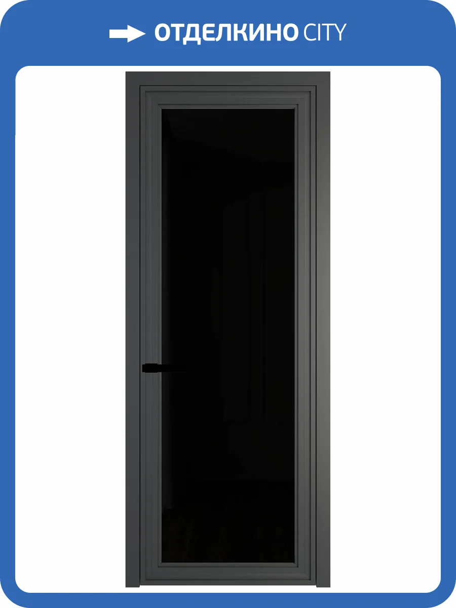 Межкомнатная дверь Profil Doors 1 AGP цвет профиля Серая ночь, стекло безопасное 6 мм черный триплекс 800x2000 фото 2