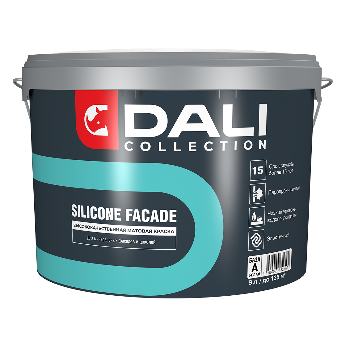Краска силиконовая для фасадов и цоколей Dali Collection Silicone Facade матовая база C 9 л
