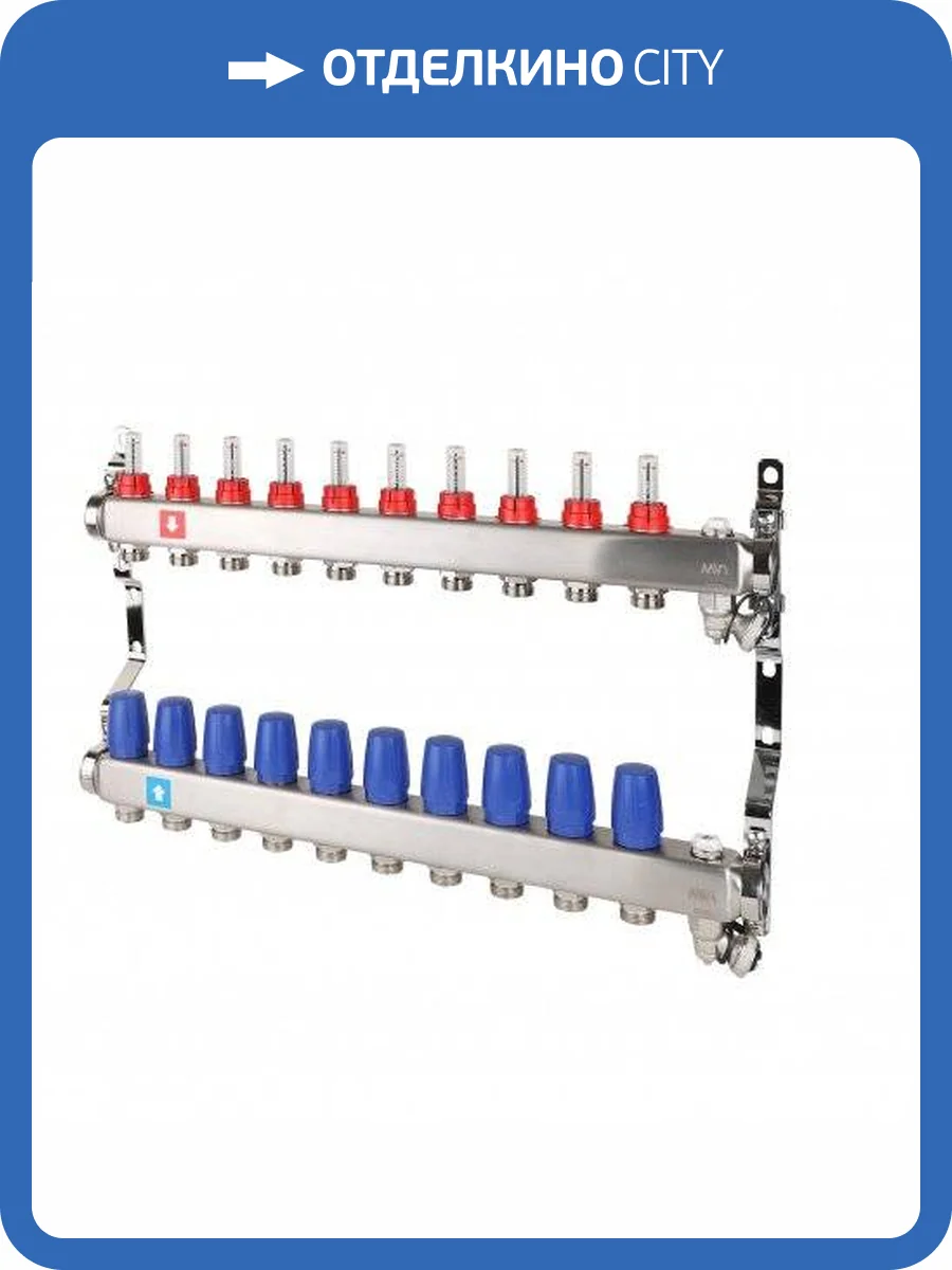 Коллектор MVI с расходомерами, дренажным краном и воздухоотводчиком 10 выходов фото 2