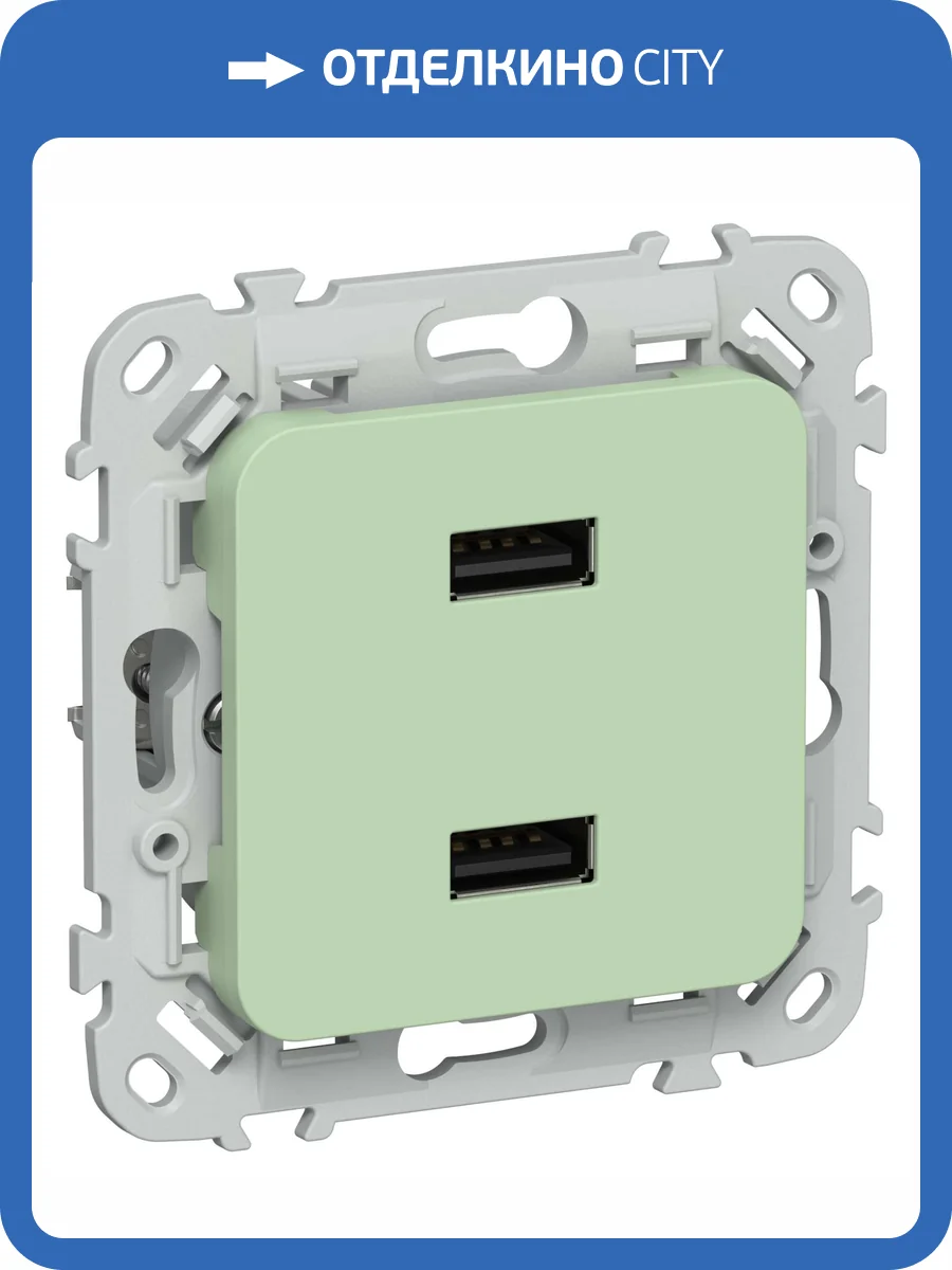 Розетка USB type A+A IEK Flite FI-U21-D31-K93 фисташковый фото 2