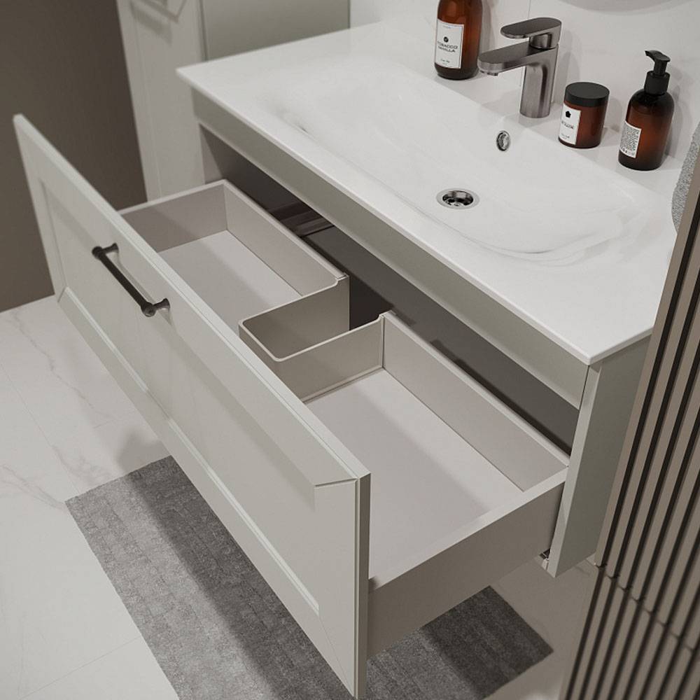 Тумба с раковиной Terminus Victoria VIC101001900301O белый, 100x38 фото 2