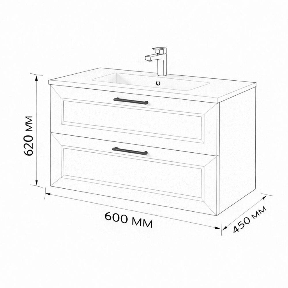 Тумба с раковиной Terminus Victoria VIC10602703101O серый шёлк, 60x62 фото 3