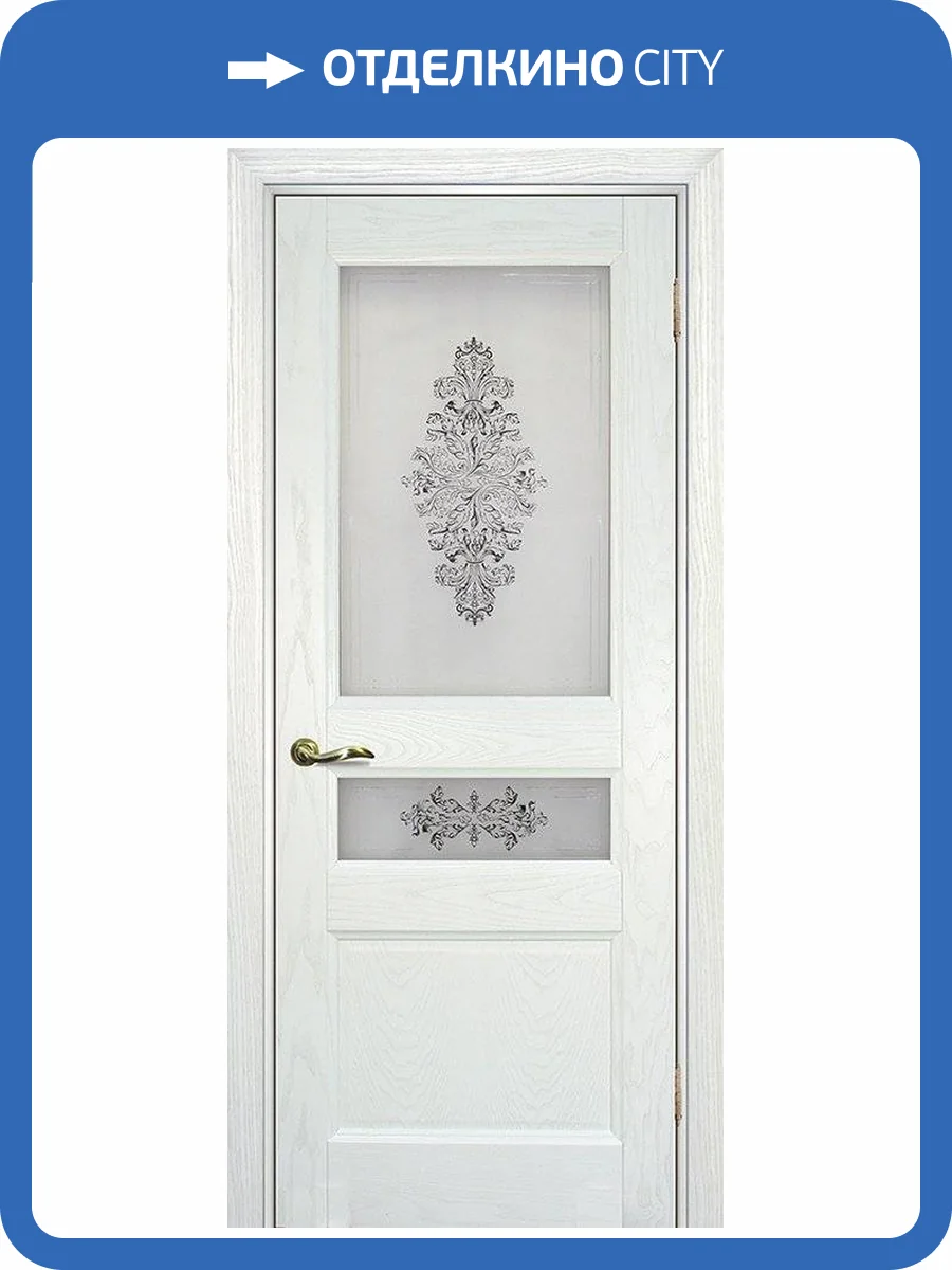 Межкомнатная дверь шпон Текона Вайт 02, остекленная, ясень айсберг 700x2000 фото 2