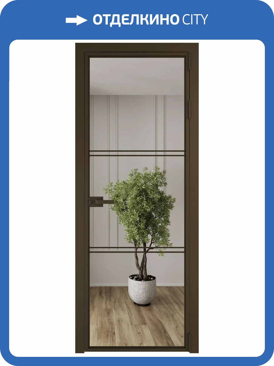 Межкомнатная дверь Profil Doors 3 AX цвет профиля Деорэ, стекло безопасное 6 мм зеркало 600x2000 фото 2