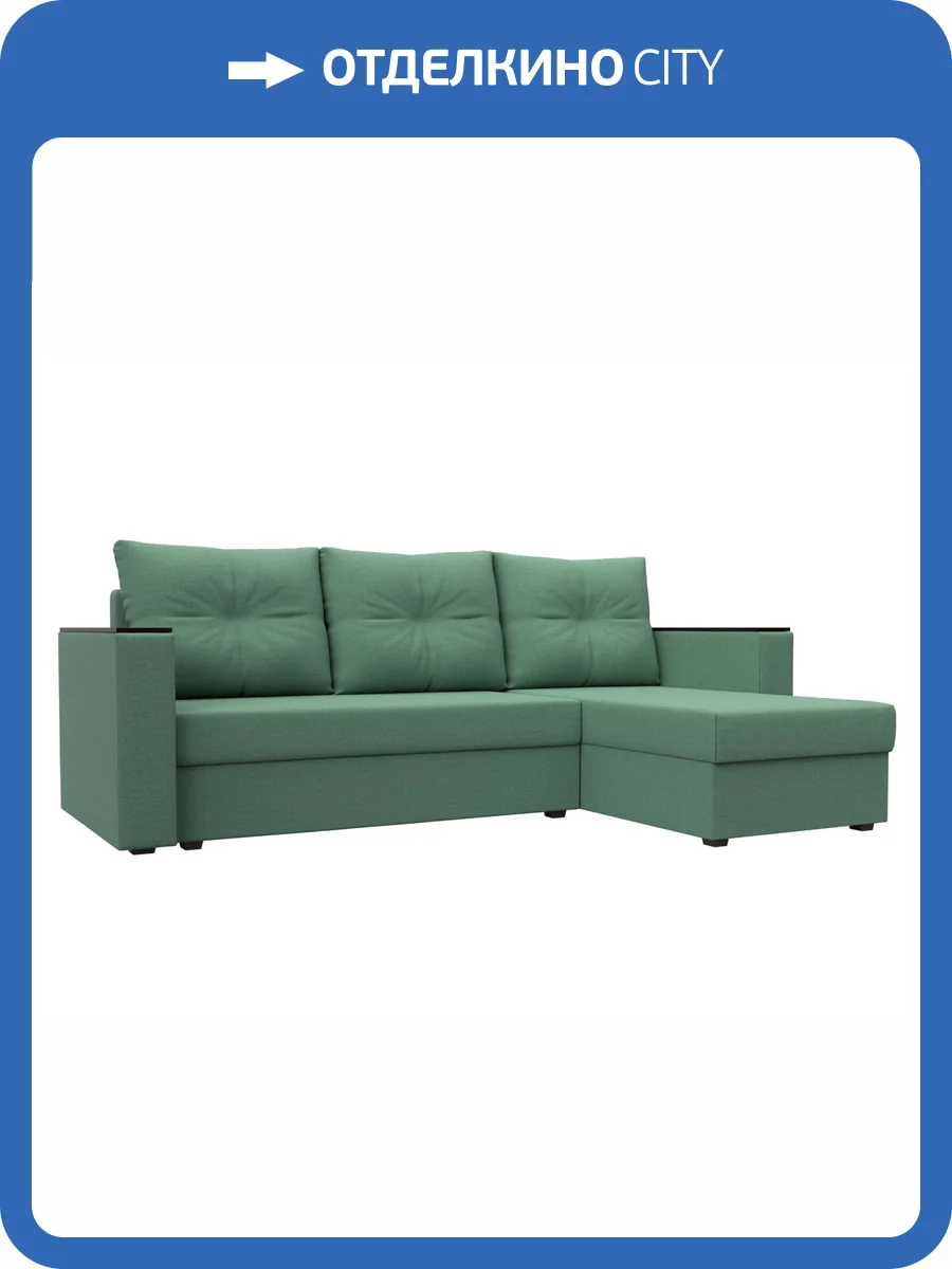 Диван угловой Лига Диванов Атланта Лайт Б/С 126165 амур зеленый, правый угол фото 11