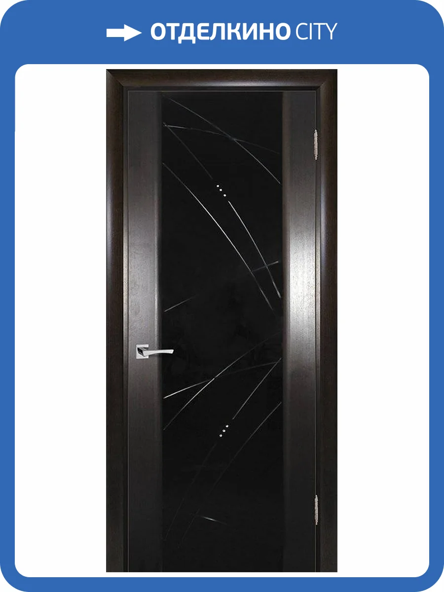 Межкомнатная дверь шпон Текона Страто 02, остекленная, черный тонированный дуб 900x2000 фото 2