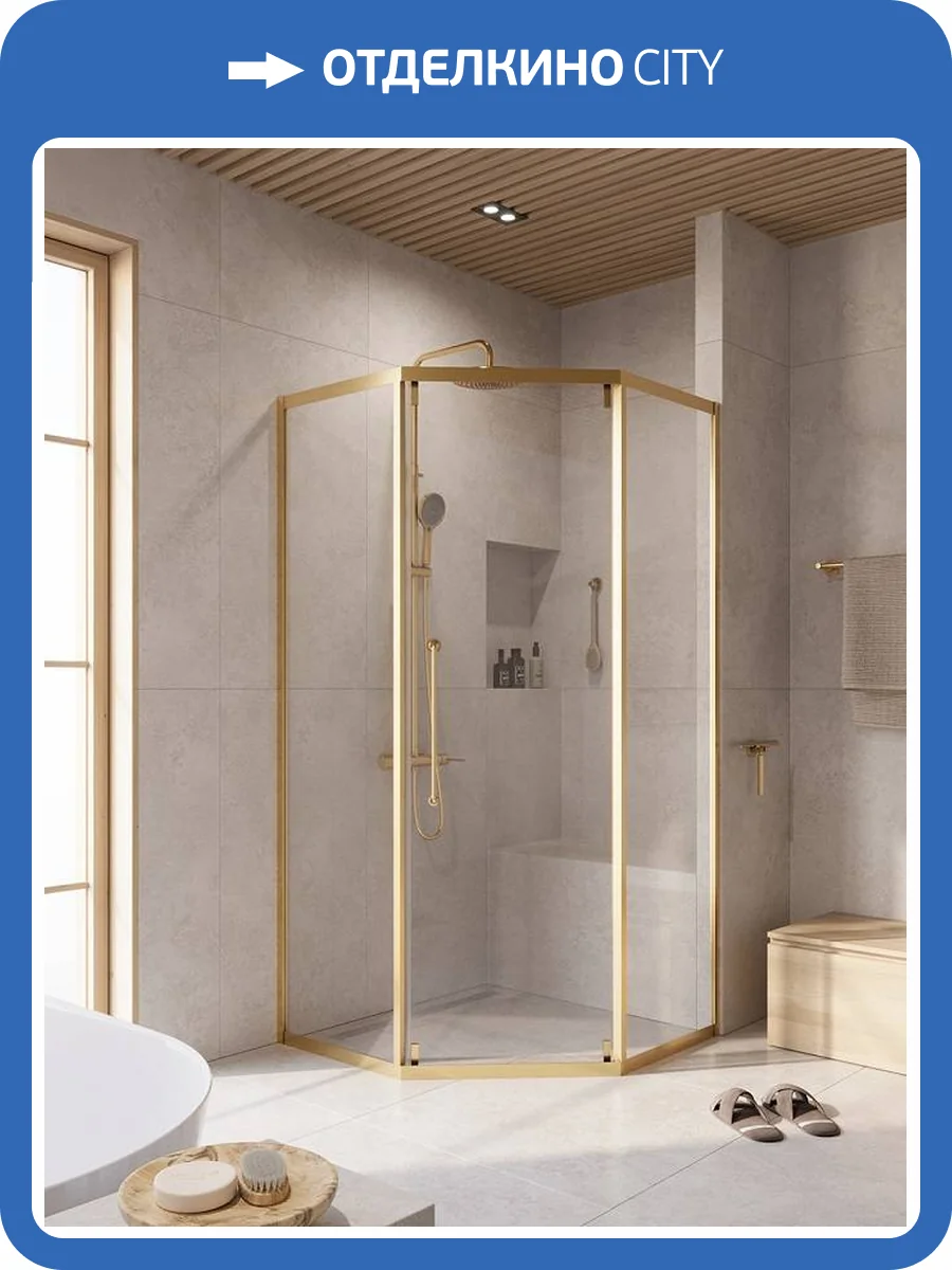 Душевой уголок Cezares Relax RELAX-304-P-1-100-C-BORO профиль брашированное золото, стекло прозрачное, 100x100x200 фото 7