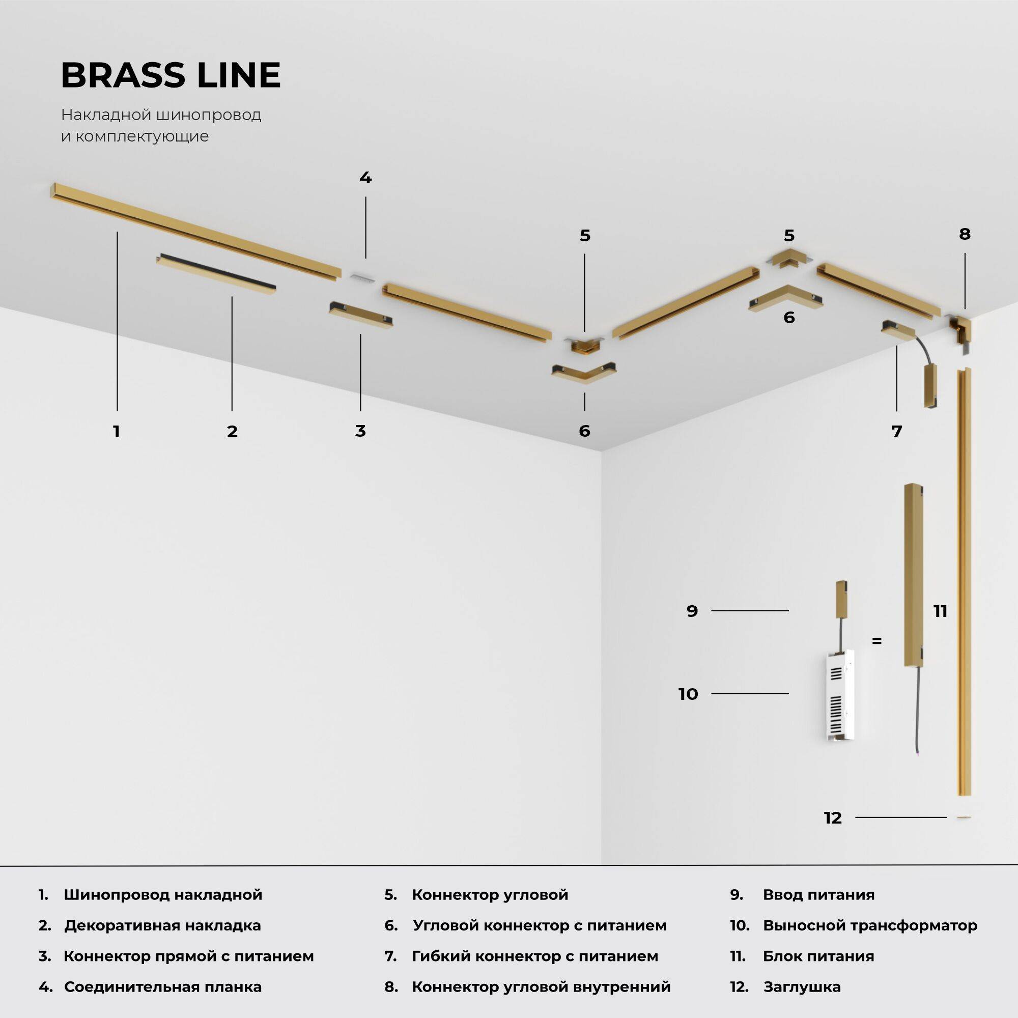 Магнитный трековый светодиодный светильник Elektrostandard Brass Line 85525/01 10W 3000K латунь фото 11