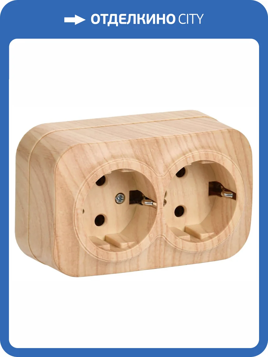 Розетка 2-местная с заземлением IEK Glory ERH21-K34-16 сосна фото 3