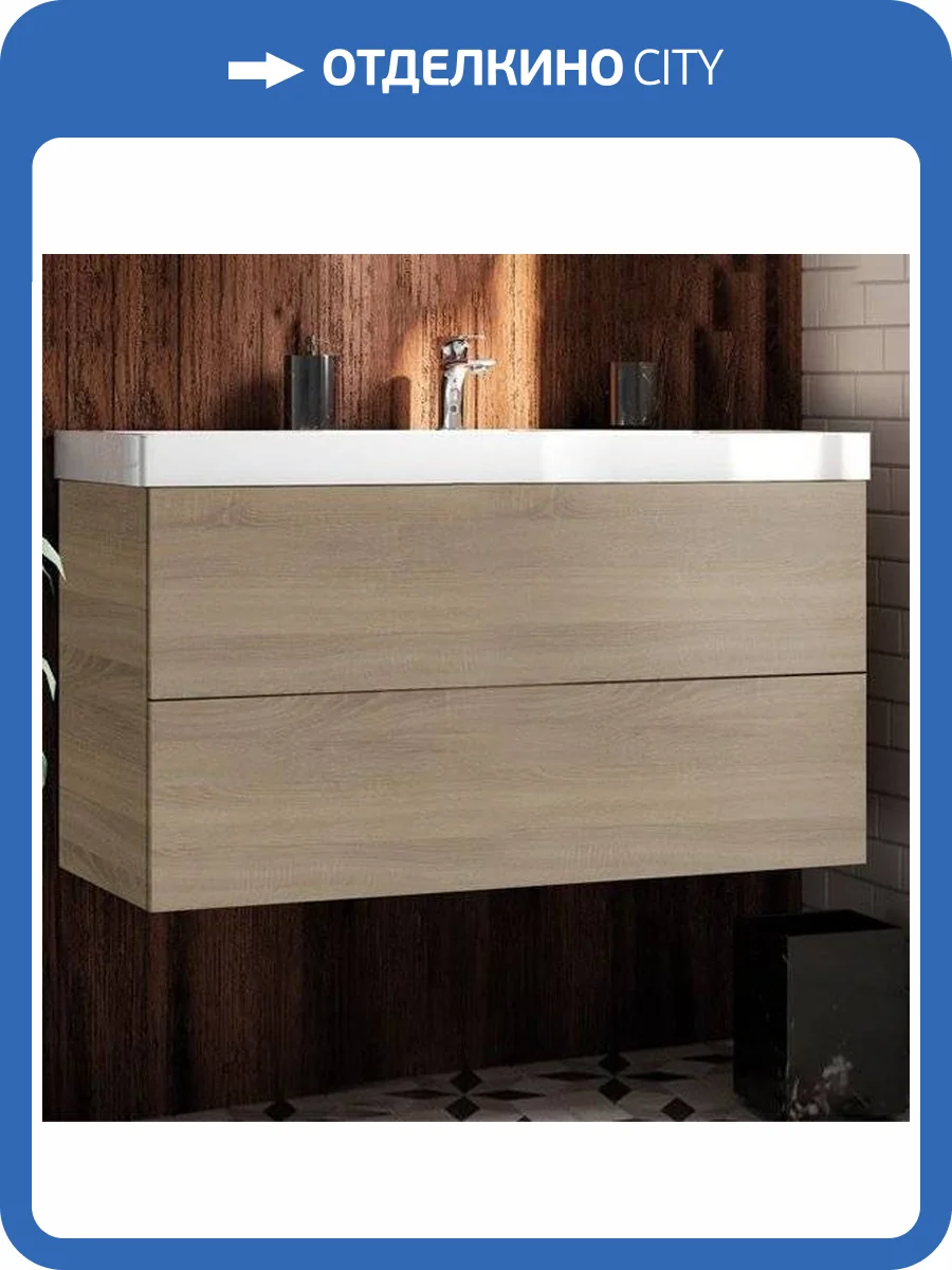 Тумба с раковиной Art&Max Verona-Push 100 дуб сонома светлый фото 4