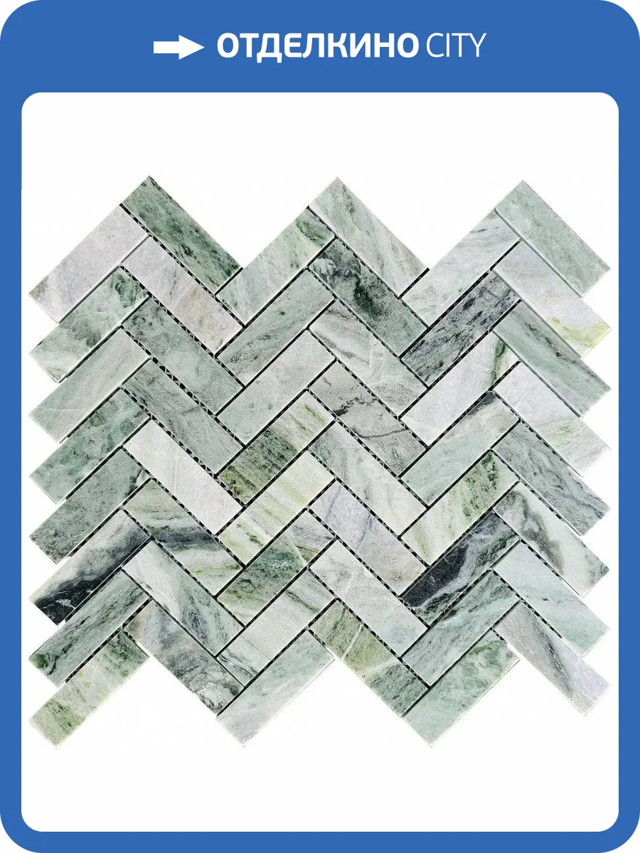 Мозаика Pixel Mosaic Мрамор PIX320 Jet Green Полированная (2.3x7.3) 28.2x31.7 фото 4