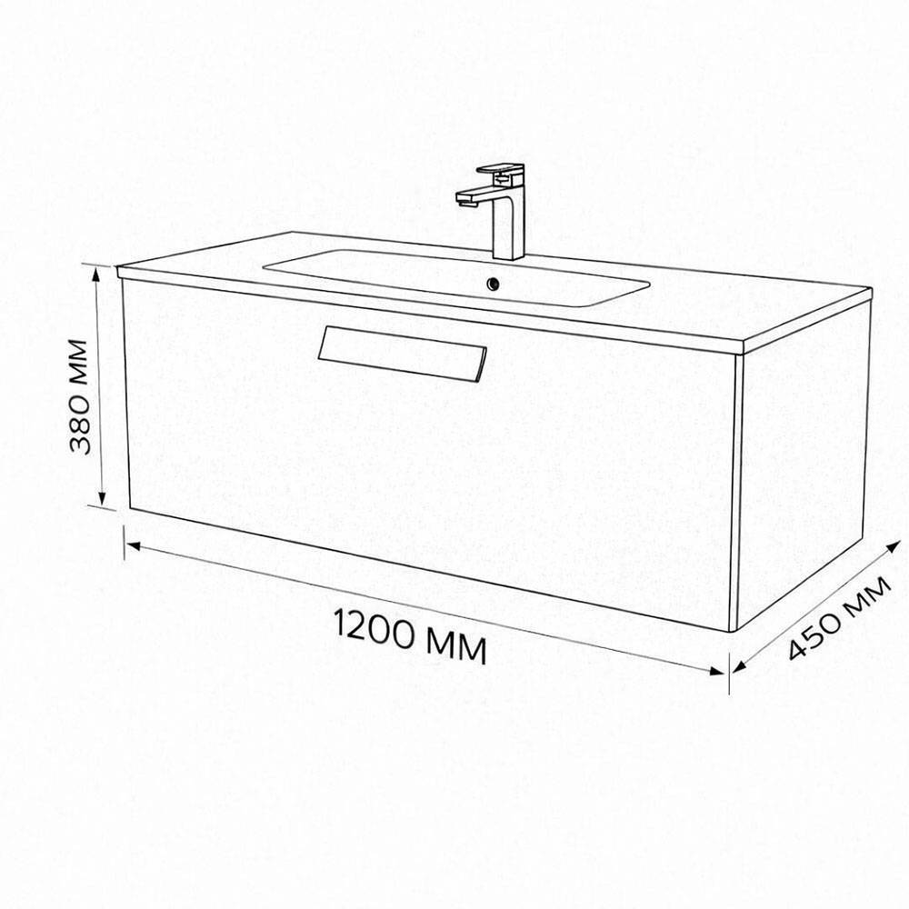 Тумба с раковиной Terminus Noto NOT101201099901O черный soft touch, 120x38 фото 3