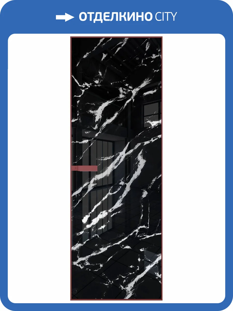 Межкомнатная дверь Profil Doors 1 AGN цвет профиля Красный антрацит, стекло безопасное 4 мм нефи черный узор серебро 700x2000 фото 2