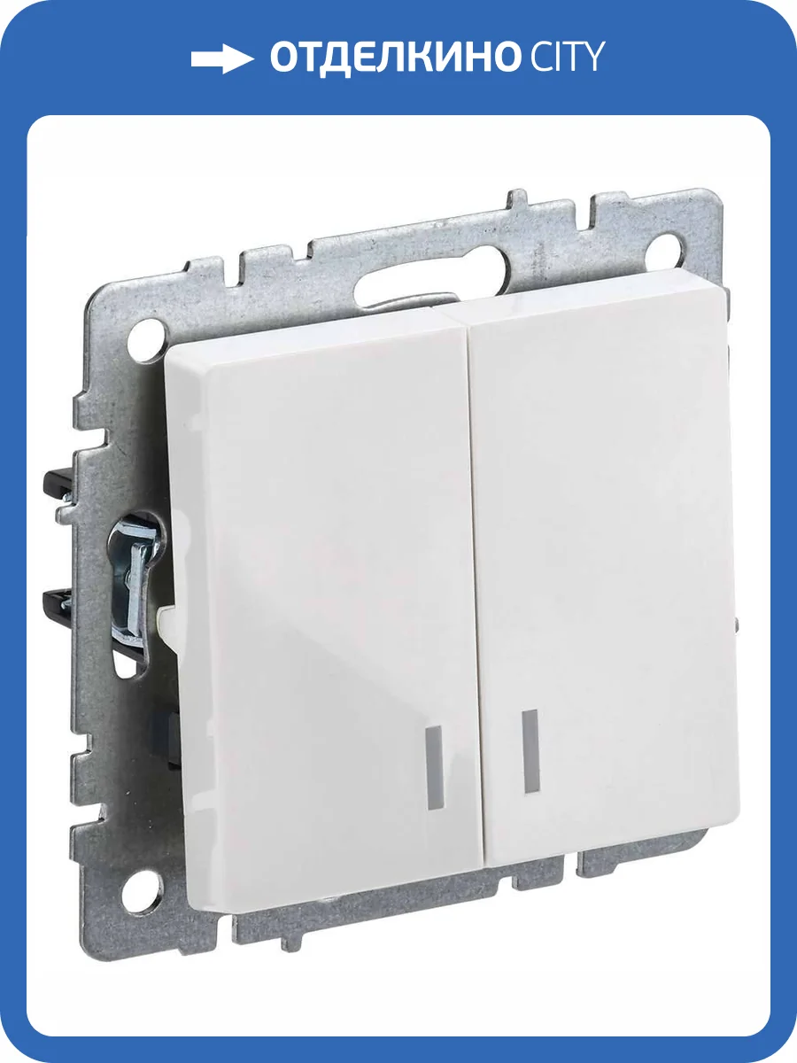 Выключатель 2-клавишный IEK Brite BR-V20-1-10-K01 белый фото 8