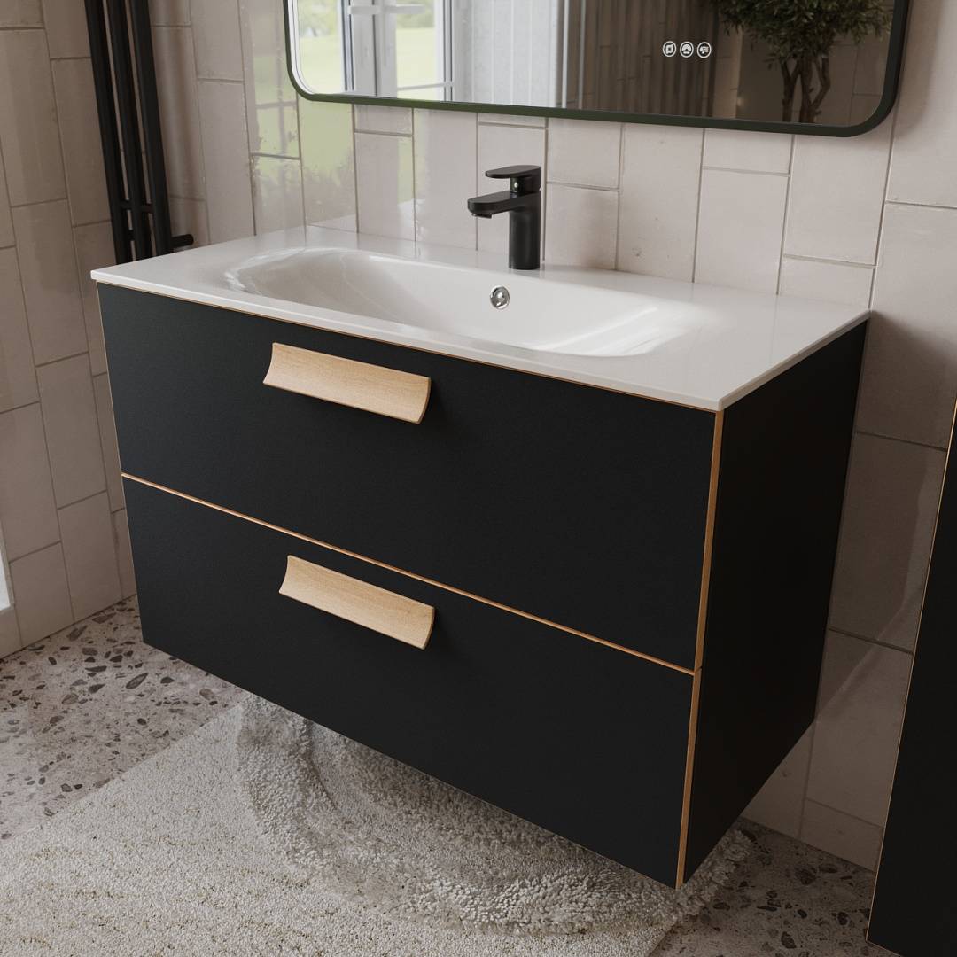 Тумба с раковиной Terminus Noto NOT101002099901O черный soft touch, 100x62