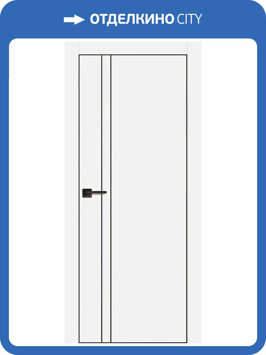 Межкомнатная дверь Profilo Porte PX-20 полотно Белое матовое, кромка AL черная с 4-х сторон, молдинг черный 5 мм 600x2000 фото 2
