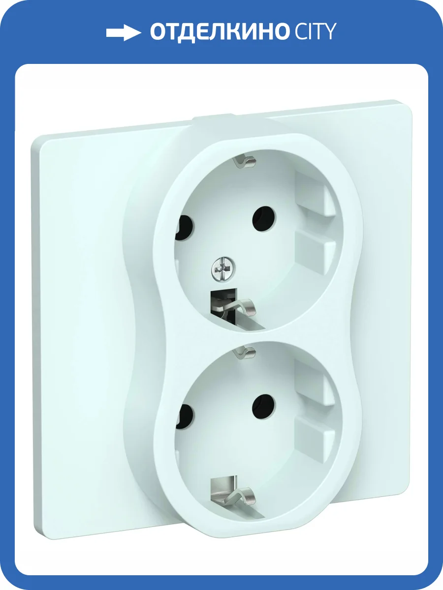 Розетка 2-местная с заземлением IEK Flite FI-R21C-16-1-K94 холодный лед фото 2