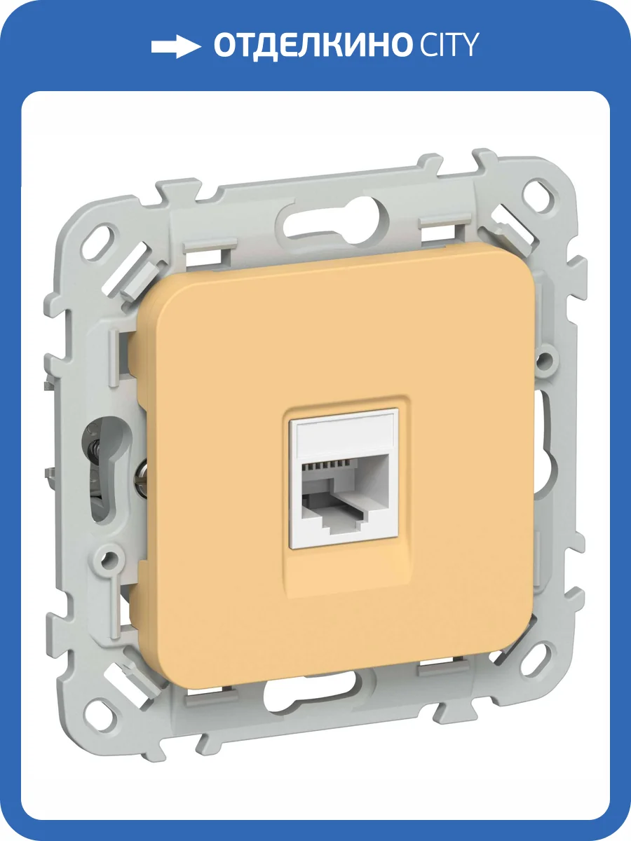 Розетка компьютерная RJ45 IEK Flite FI-K12-1-K90 золотарник фото 2