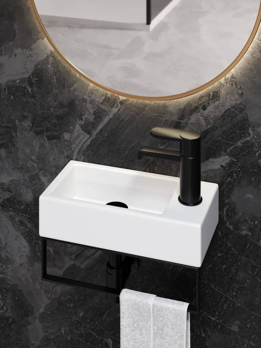 Раковина Watersense Mia 37 W00027 правая, белая фото 11