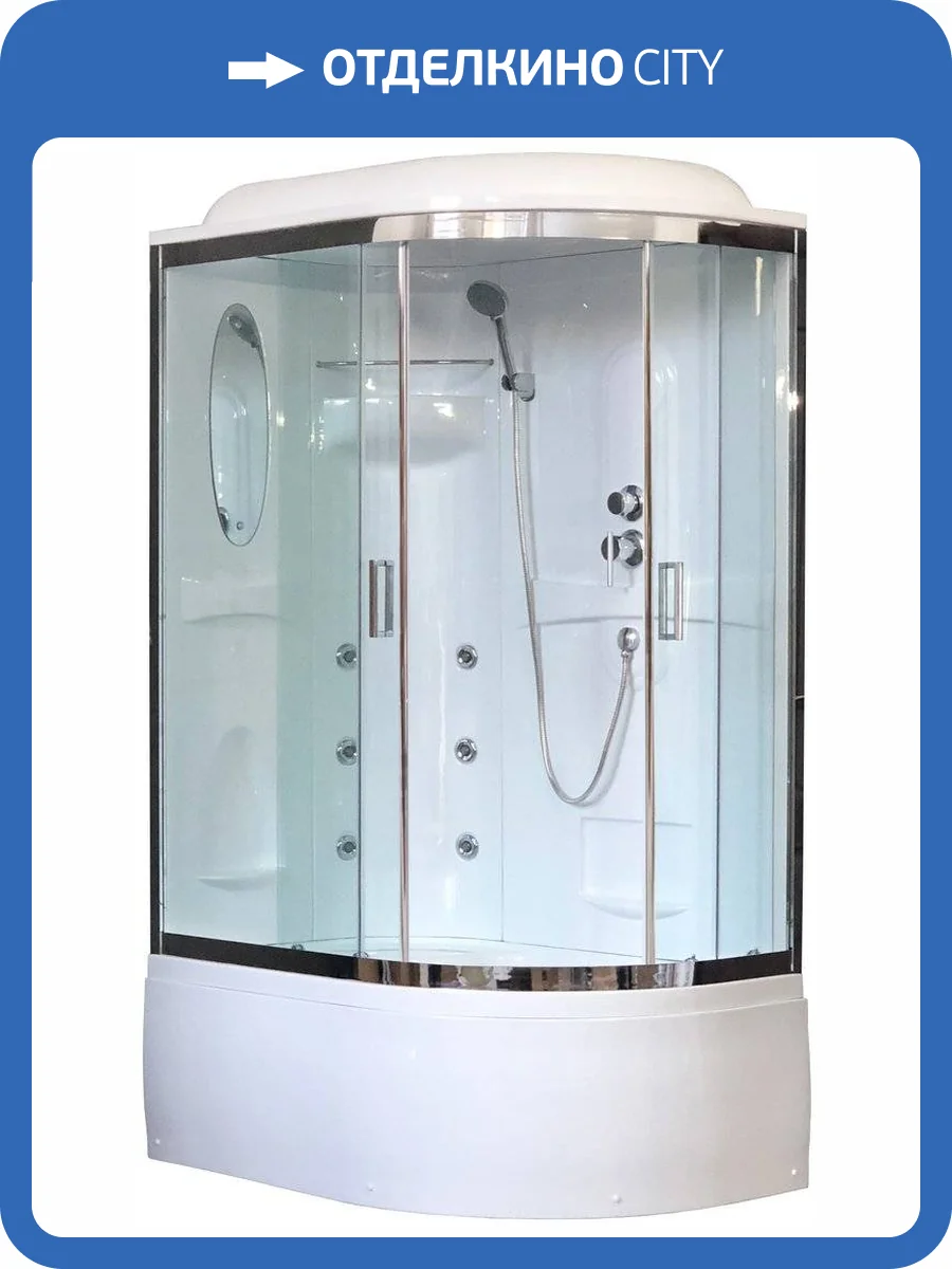 Душевая кабина Royal Bath RB8120BK2-T-CH-L+EL с высоким поддоном, с сиденьем фото 2