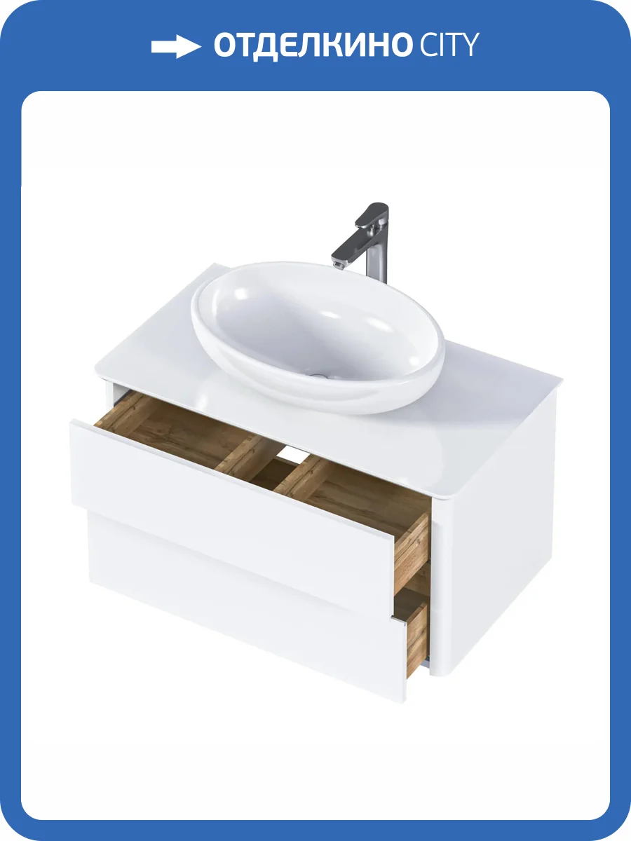 Тумба под раковину 1MarKa Monro Ц0000027406 белая, стекло, 80x45x42 фото 2