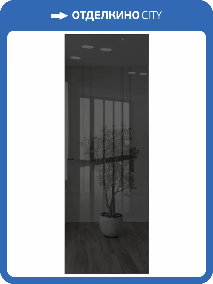 Межкомнатная дверь Profil Doors 1 AGK цвет профиля Черный, стекло безопасное 4 мм зеркало серое 700x2000 фото 2