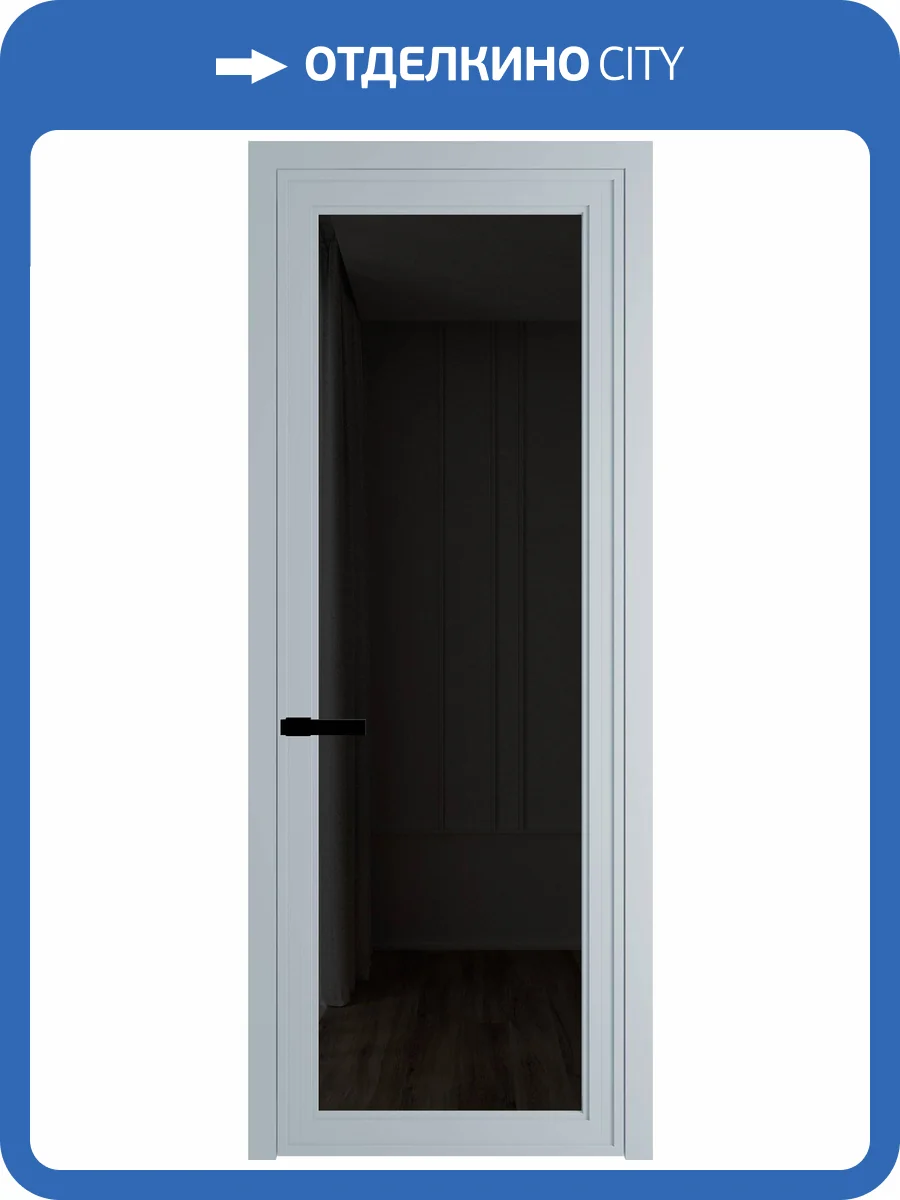 Межкомнатная дверь Profil Doors 1 AGP цвет профиля Серебро, стекло безопасное 6 мм черное тонированное 600x2000 фото 2