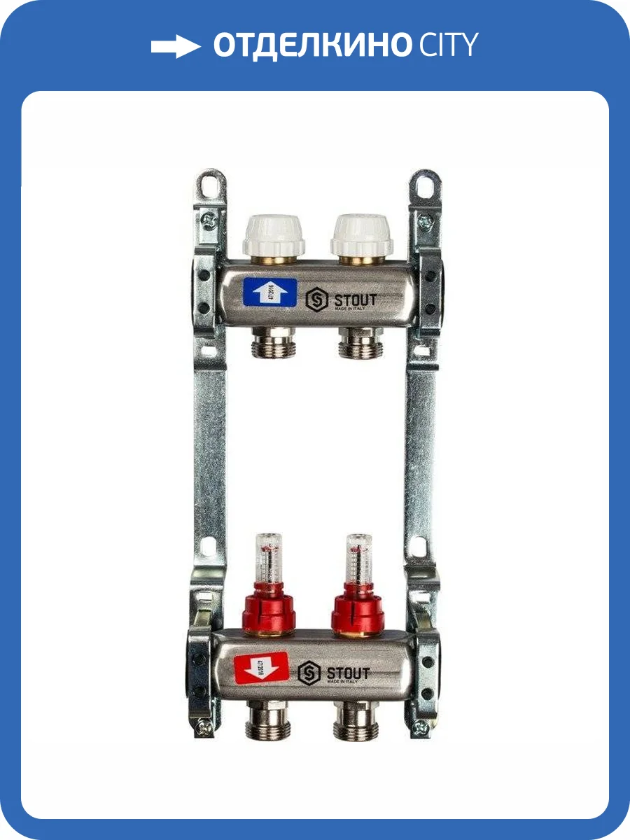 Коллектор Stout из нержавеющей стали с расходомерами 1/3/4x2, SMS 0917 000002 фото 7