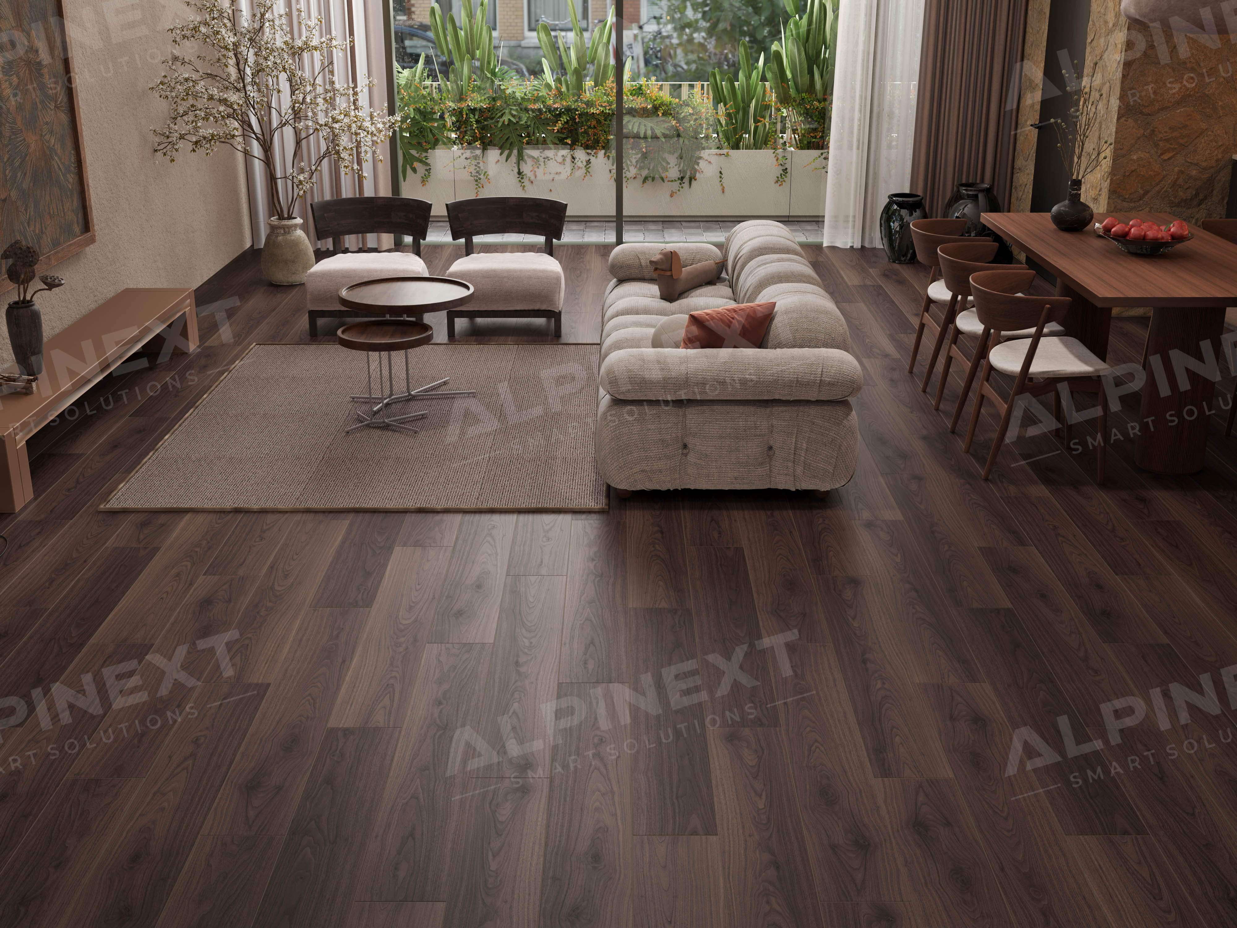 Ламинат Alpinext Quick Style 8/33 4V LF601-08 Дуб темный коричневый 1218x198 фото 2