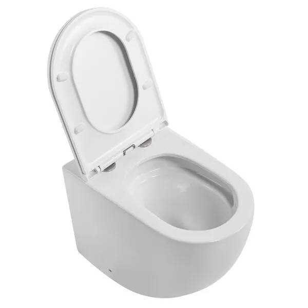 Унитаз приставной Abber Bequem AC1111T безободковый, с крышкой-сиденьем микролифт, белый фото 9