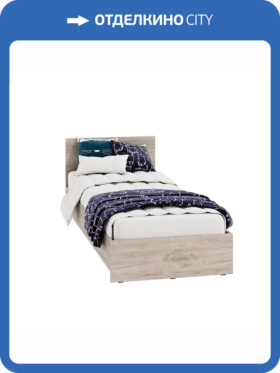 Кровать Интерьер-Центр Ронда КР-080 Н11180463 дуб крафт серый, с основанием 80x200 фото 4