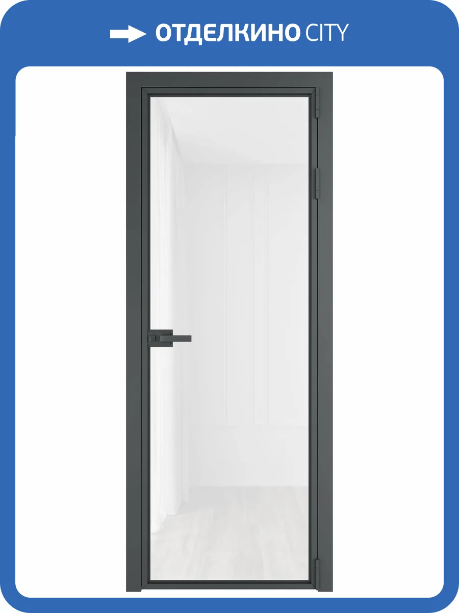 Межкомнатная дверь Profil Doors 1 AX цвет профиля Серая ночь, стекло безопасное 6 мм белый триплекс 800x2000 фото 2