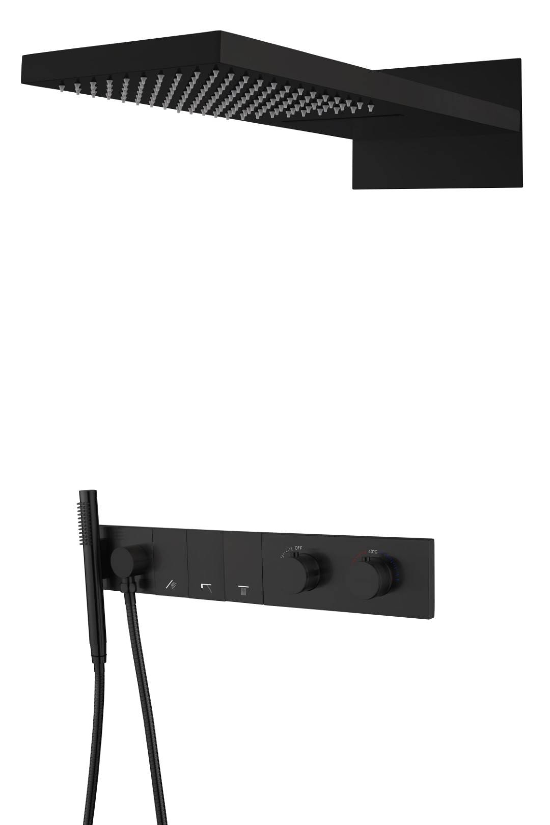 Душевой комплект Boheme Zodiac 133-B с термостатом, трехпозиционная, Black