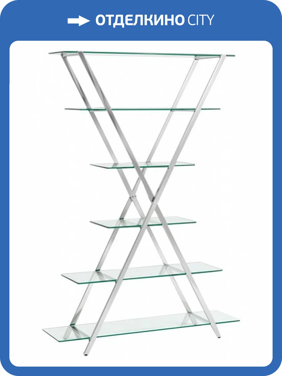 Стеллаж Stool Group Гейт EDCS-006 стекло, сталь серебро 120x30x176 фото 6