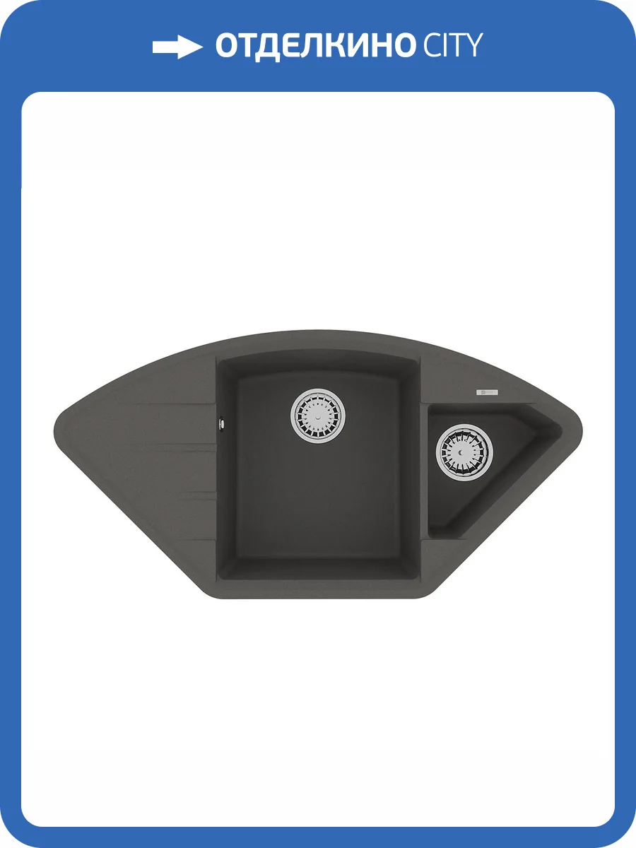 Кухонная мойка Lemark IRKANA 980 9910047 врезная угловая с доп. чашей и крылом из кварцгранита серый шелк фото 5