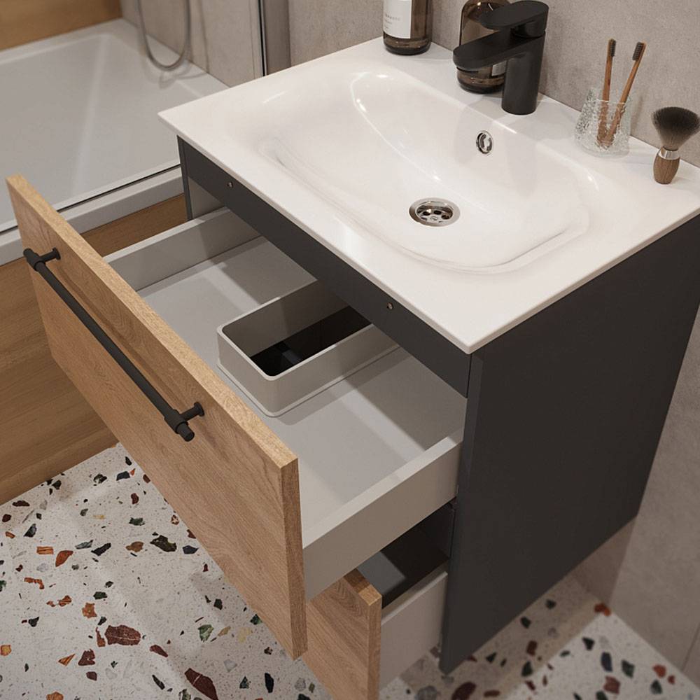 Тумба с раковиной Terminus Venta VEN10602300001O шпон, дуб, 60x62 фото 2