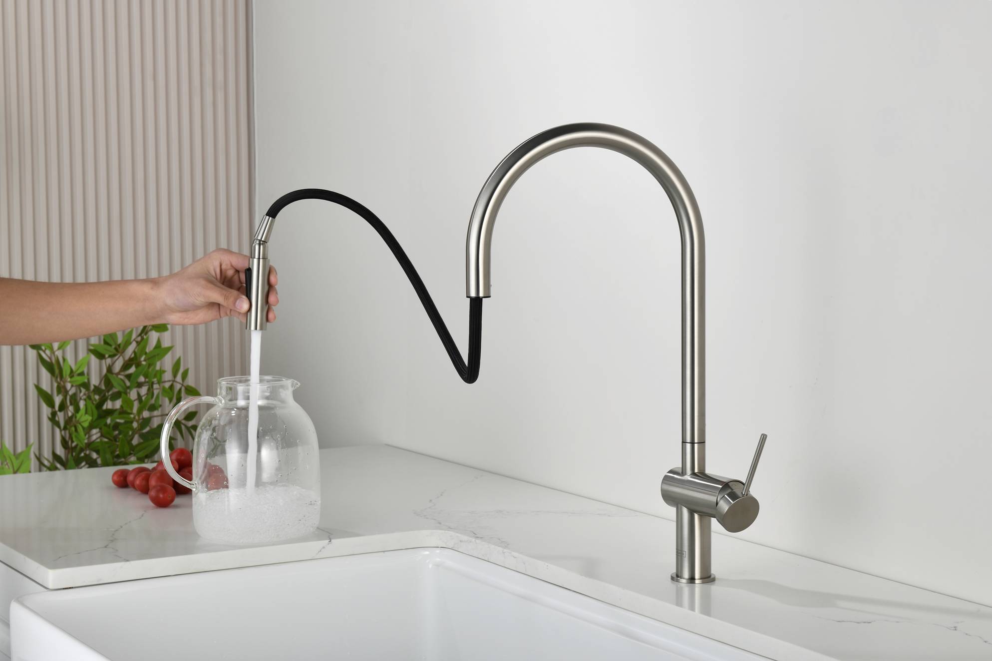 Смеситель для кухни AQUAme Cucina AQM9901BN с выдвижным изливом, никель шлифованный фото 4