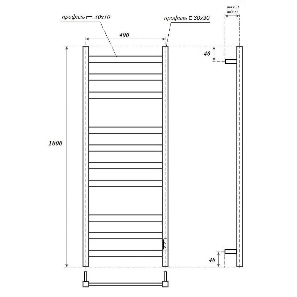 Полотенцесушитель электрический Apextermo Терра TR00104WM белый матовый, 100x40 фото 3