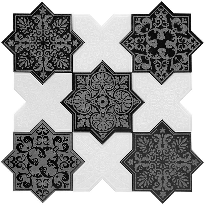 Мозаика Skalini Pantheon PNT (WHITE-BLACK) Бело Черная 9.2x18.4