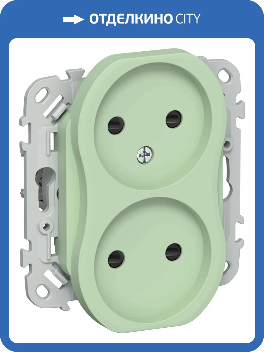 Розетка 2-местная с защитными шторками IEK Flite FI-R23-10-1-K93 фисташковый фото 2