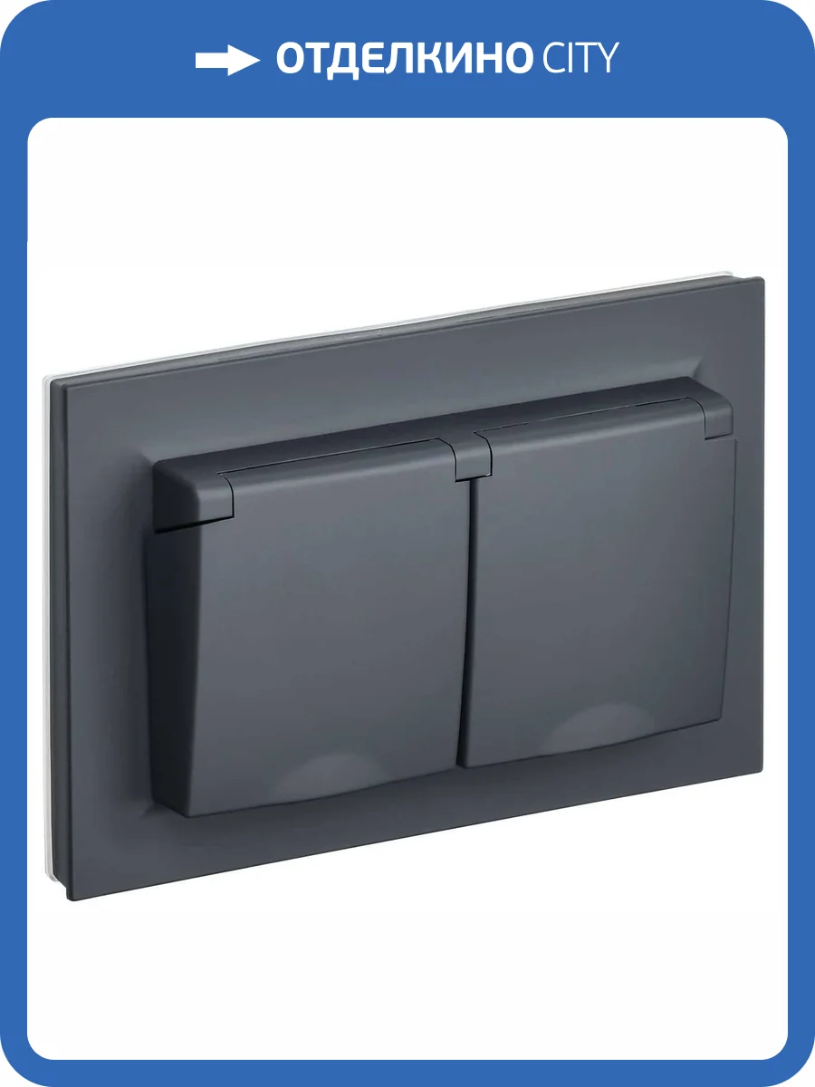 Розетка 2-местная с заземлением, шторками и крышкой IEK Brite BR-R26-16-44-K53-F графит фото 2