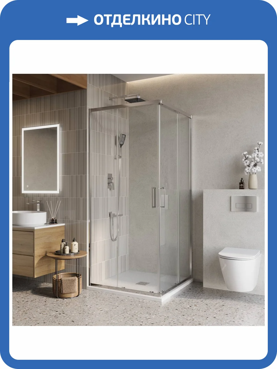 Душевой уголок BelBagno LUCE-A-2-100-C-Cr профиль хром, стекло прозрачное, 100x100x195 фото 3