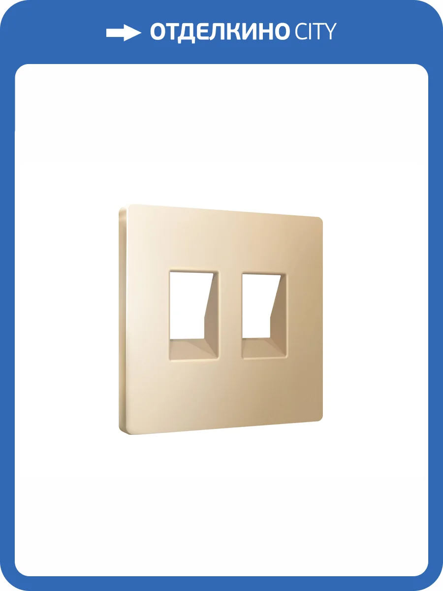 Лицевая панель для двойной компьютерной/телефонной розетки RJ-45/RJ-11 Ambrella Volt Alfa AP6121 шампань фото 3