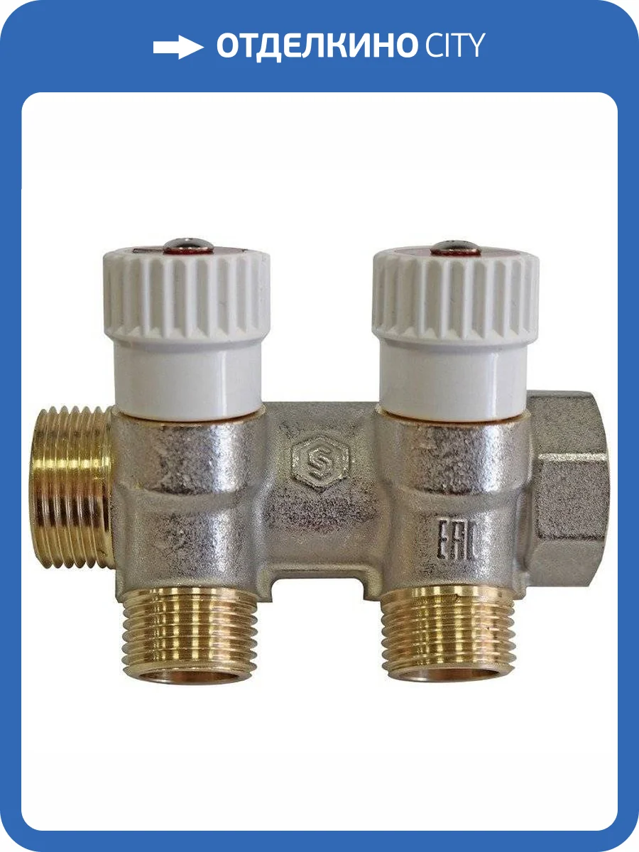 Коллектор распределительный Stout никелированный 1x1/2, 2 выхода, плоское упл. (SMB 6852 011202) фото 2