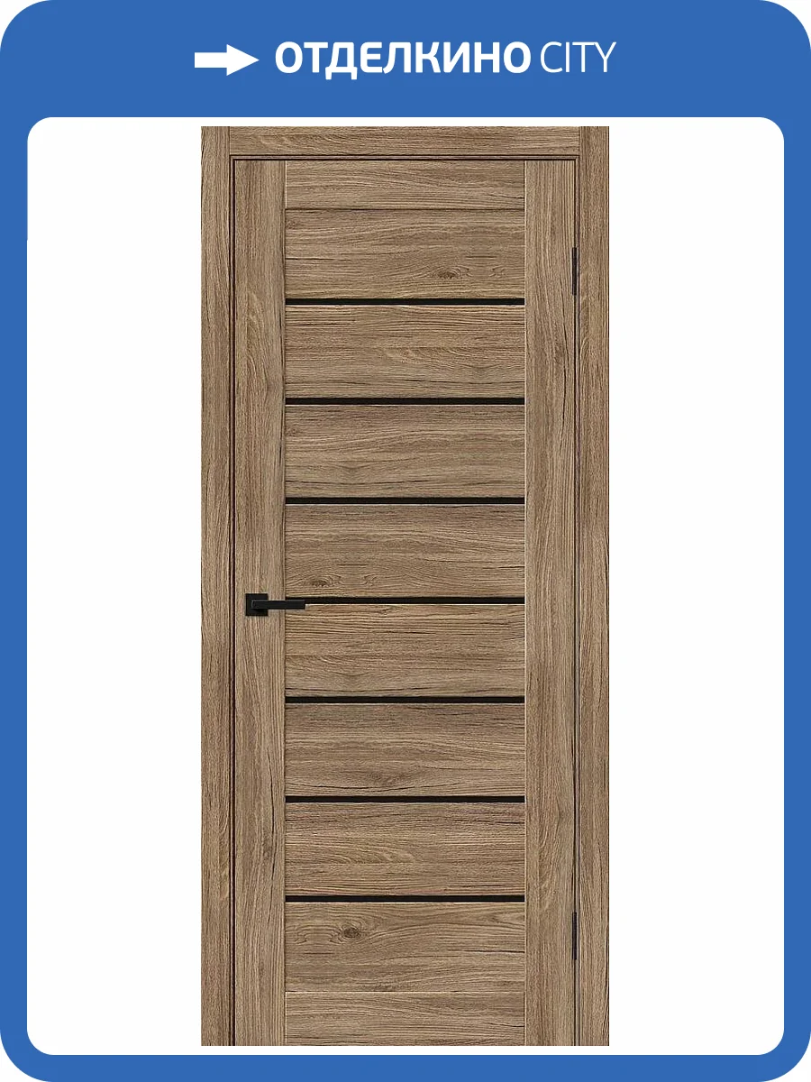 Межкомнатная дверь Bravo Браво-22 полотно Original Oak, cтеклянная вставка Black Shine 800x2000 фото 2